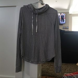 Grey and Navy Striped Hollister Cowl-neck Sweater